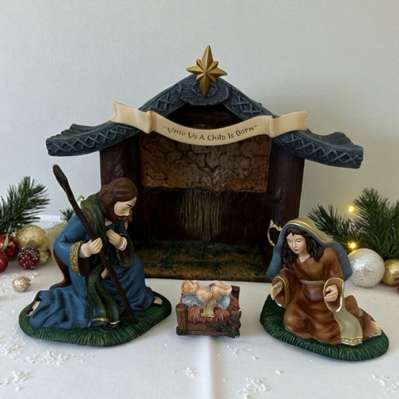 Hawthorne Village Other - Thomas Kinkade Hawthorne Village Christmas Nativity Holy Family Night Set Creche